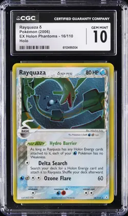 2006 POKEMON EX HOLON PHANTOMS HOLO #16/110 RAYQUAZA CGC 10 GEM MINT - Image 1