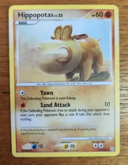 Uncommon Hippopotas Pokemon Card, Diamond & Pearl Set 51/130 - Image 1