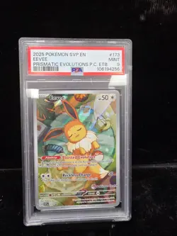 Eevee 2025 Prismatic Evolutions Pokemon Center Promo SVP-173 Stamped Card PSA 9 - Image 1