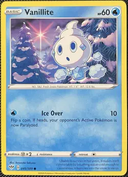 Vanillite 045/189 Swsh03: Darkness Ablaze Regular - Pokemon Card - Image 1