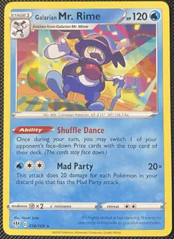 Galarian Mr. Rime 036/189 Swsh03: Darkness Ablaze Regular - Pokemon Card - Image 1