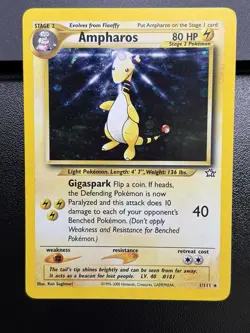 AMPHAROS - Pokemon Card - Neo Genesis - 1/111 - Holo - Unlimited - LP (A) - Image 2