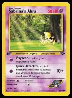 Sabrina's Abra 94/132 Common 1st Edition Gym Challenge Pokemon Card - Image 1