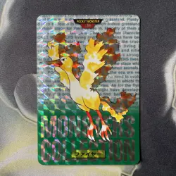 1996 Pokemon Bandai Carddass Green Moltres #146 Japanese prism holo card - Image 1