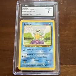 Pokemon Graded Card Squirtle Base Set Unlimited 63/102 CGC 7 - Image 1
