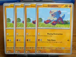 Pokemon TCG Twilight Masquerade Hisuian Growlithe 099/167 x4 Playset - Image 1