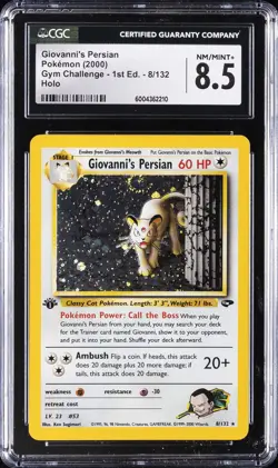 2000 POKEMON GYM CHALLENGE - 1ST ED - HOLO #8/132 GIOVANNI'S PERSIAN CGC 8.5 - Image 1