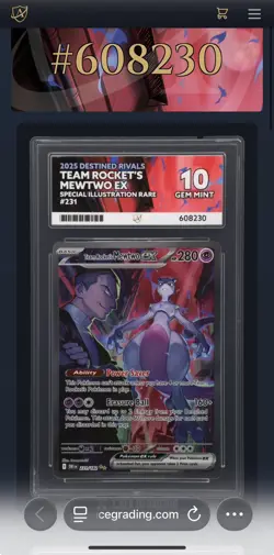 Pokemon TCG - Team Rocket's Mewtwo Destined Rivals 231/182 ACE 10 PERFECT SUBS - Image 2
