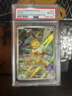 2025 POKEMON BLACK STAR PROMO EEVEE #173 PRISMATIC POKEMON CENTER ETB PSA 8 - Image 1