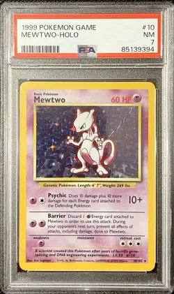Pokemon PSA 7 Mewtwo 010/102 Base Set Holo - Image 1