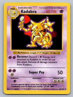 Pokemon TCG Base Set (Shadowless) Kadabra 032/102 - Image 1