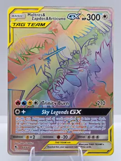 Moltres & Zapdos & Articuno GX 69/68 Rare Rainbow Hidden Fates Pokemon LP - Image 1