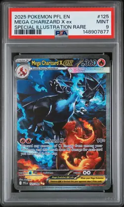 2025 POKEMON PFL EN-PHANTASMAL FLAMES #125 MEGA CHARIZARD X EX PSA 9 - Image 1