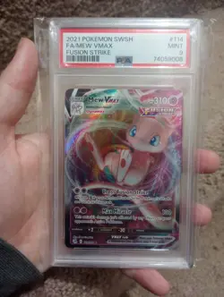 Pokemon TCG Swsh08 Fusion Strike Mew VMAX Full Art Ultra Rare Holo PSA 9 - Image 1