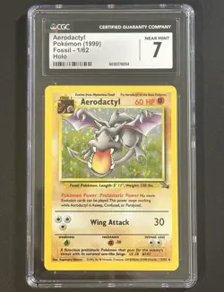 Pokemon 1999 Fossil - Unlimited Aerodactyl 1/62 Galaxy Star Holo Rare NM CGC 7 - Image 1