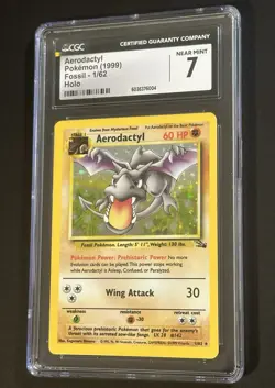 Pokemon 1999 Fossil - Unlimited Aerodactyl 1/62 Galaxy Star Holo Rare NM CGC 7 - Image 2