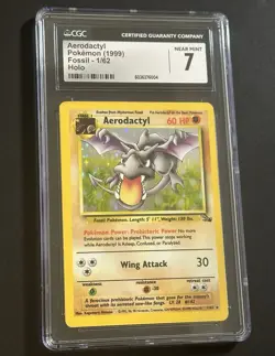Pokemon 1999 Fossil - Unlimited Aerodactyl 1/62 Galaxy Star Holo Rare NM CGC 7 - Image 3