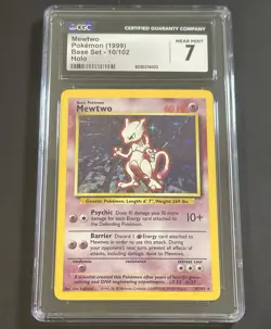 2000 Pokemon Base Set Mewtwo Holo 10/102 NM CGC 7 💎 - Image 1