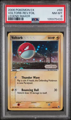 2006 POKEMON EX LEGEND MAKER #68 VOLTORB-REVERSE FOIL PSA 8 - Image 1