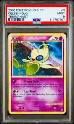 Celebi 3/102 Triumphant Holo Pokemon 2010 PSA 9 - Image 1
