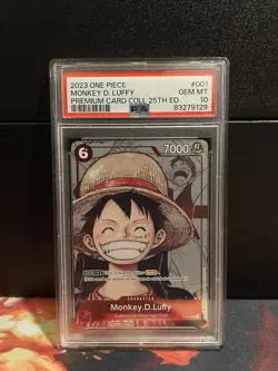 2023 ONE PIECE TCG 25TH ANNIVERSARY P-001 MONKEY D LUFFY PSA 10 ENGLISH - Image 1