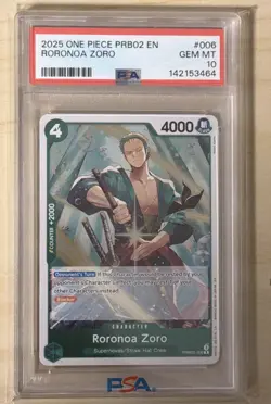 Roronoa Zoro PSA 10 One Piece PRB02 #006 POP 3! - Image 1