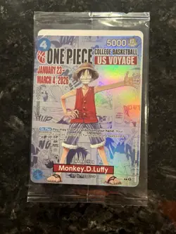 One Piece CCG Bandai Namco Monkey D. Luffy US Voyage Promo Holo Card P-055 - Image 1
