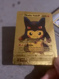 Pikachu Mega Lucario Tag Cosplay Gold Foil Fan Art Display Card NM/M - Image 1