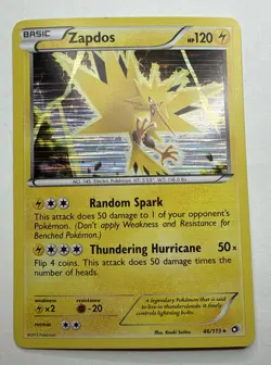 Pokemon TCG Zapdos Legendary Treasures Holo Card 46/113 - Image 1