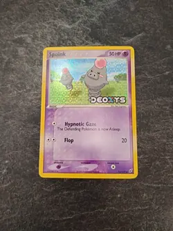 Pokemon TCG Spoink 76/107 EX Deoxys Stamped Reverse Holo Card - Image 1