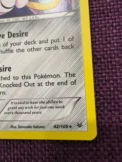 Pokemon TCG XY Roaring Skies Jirachi Holo Rare 42/108 LP - Image 3