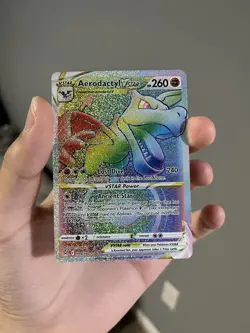 Pokemon TCG: Aerodactyl VSTAR 199/196 Lost Origin Holo Rainbow Secret Rare NM - Image 1
