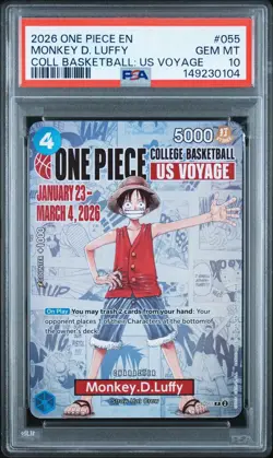 PSA 10 One Piece Card Monkey D. Luffy US College Basketball Voyage Promo - Image 1