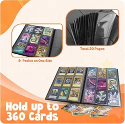 Card Binder, 9 Pocket Trading Card Album Folder,20 Pages, 360 Card Capacity Spor - Image 5