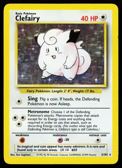 Clefairy 5/102 Holo Rare Base Set Pokemon Card - Image 1