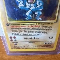 Machamp Pokemon Card 100 HP Holo First Edition Seismic Toss - Image 3