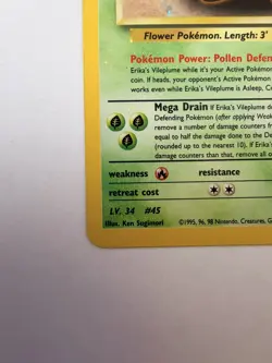 Pokemon TCG Erika's Vileplume Holo Rare Gym Heroes 5/132 Played Condition - Image 3