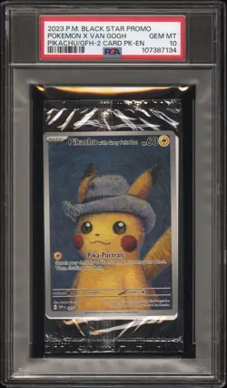 2023 POKEMON SVP POKEMON X VAN GOGH PROMO #085 PIKACHU WITH GREY FELT HAT PSA 10 - Image 1