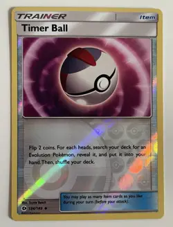 Timer Ball 134/149 Pokemon TCG Sun & Moon Reverse Holo LP - Image 1