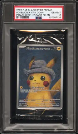 2023 POKEMON SVP POKEMON X VAN GOGH PROMO #085 PIKACHU WITH GREY FELT HAT PSA 10 - Image 1