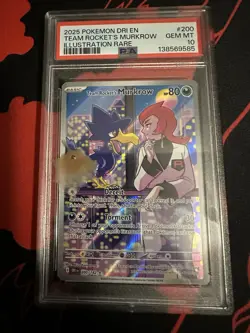 2025 POKEMON DRI EN-ILLUSTRATION RARE #200 TEAM ROCKET'S MURKROW PSA 10 - Image 1