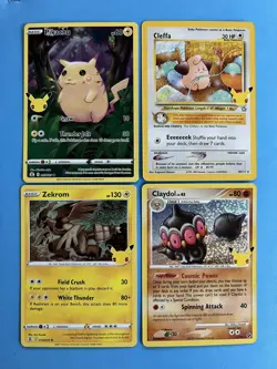 2021 POKEMON CELEBRATIONS : Pikachu #5 + Cleffa #20 + Zekrom #10 + Claydol #15 - Image 1
