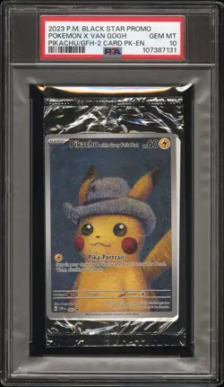 2023 POKEMON SVP POKEMON X VAN GOGH PROMO #085 PIKACHU WITH GREY FELT HAT PSA 10 - Image 1