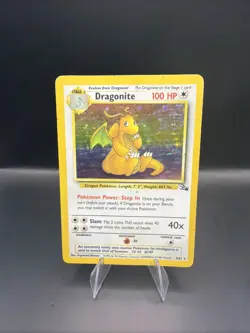 Pokemon TCG Dragonite Holo Rare Card 19/62 Fossil Set 1999(MP) - Image 1