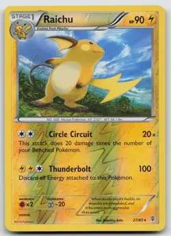 Pokemon Card Raichu REVERSE HOLO Rare Generations 27/83 - Image 1