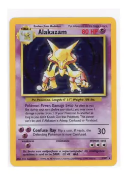 Alakazam 1/102 Unlimited Base Set Holo Rare Vintage WOTC Pokemon TCG Card LP/NM - Image 1