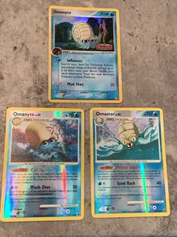 Lot Of 3 Pokemon Cards: Omanyte X 2, Omastar, Majestic dawn And Power Keepers - Image 1