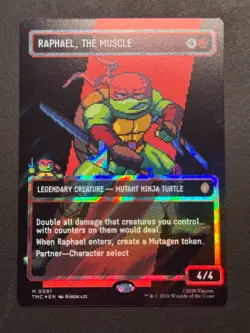 Raphael, the Muscle (0091) (Borderless Surge Foil) TMNT Ninja Turtles Pixel Foil - Image 1