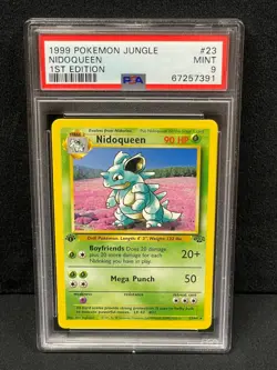 1999 POKEMON JUNGLE 1ST EDITION RARE #23 NIDOQUEEN PSA MINT 9 SET BREAK - Image 1