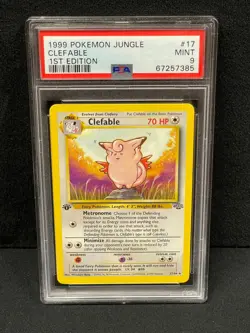 1999 POKEMON JUNGLE 1ST EDITION RARE NON HOLO #17 CLEFABLE PSA MINT 9 SET BREAK - Image 1